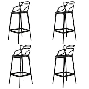 Kit 4 Banqueta Aviv Allegra Solna Fratini 109 cm (altura) Polipropileno Cor Preto