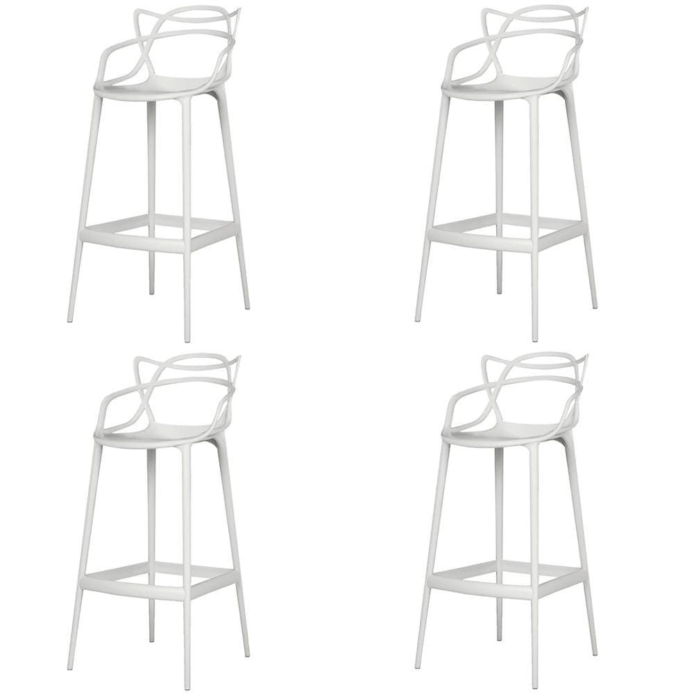 Kit 4 Banqueta Aviv Allegra Solna Fratini 109 cm (altura) Polipropileno Cor Branco