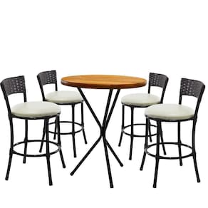 4 Banquetas Forts Baixa Fibra Preto Alumínio Com Bistrô E Assento Branco