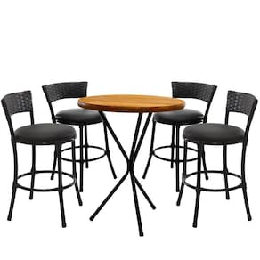 4 Banquetas Forts Baixa Fibra Alumínio Com Bistrô Preto