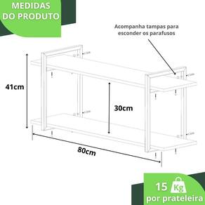 Prateleira Estilo Industrial Para Quarto Parede Gnd Bb 80Cm