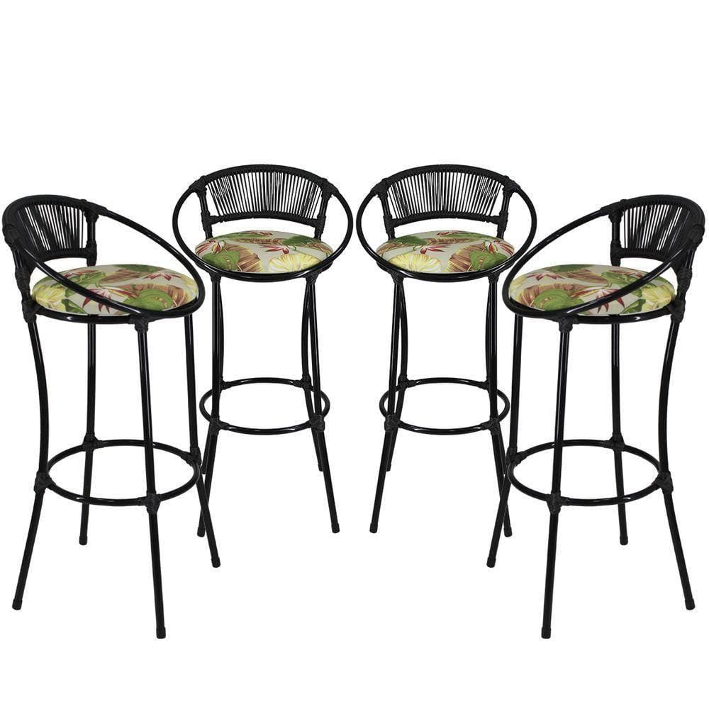 4 Banquetas Havaí Florido Preto