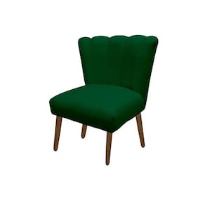 Cadeira Pétala Flor Para Sala De Estar Penteadeira Salão Suede Verde