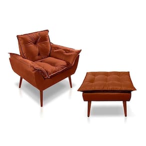 Kit C- 01 Poltrona Opala + 01 Puff Opala Elegante Suede Terracota