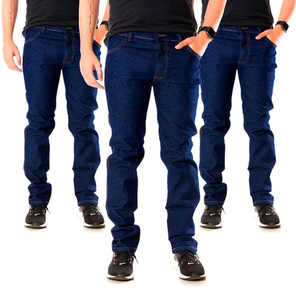 Kit 3 Calças Jeans Masculina Tradicional com Elastano