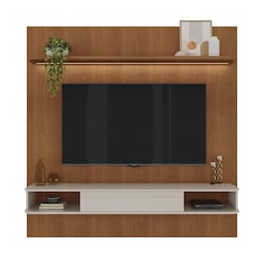 Painel Para TV Até 75" Belluno Pinho Ripado /Off White Artely