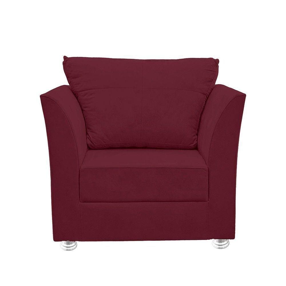 Poltrona Cadeira Decorativa Para Sala E Quarto Lisboa Suede Bordô