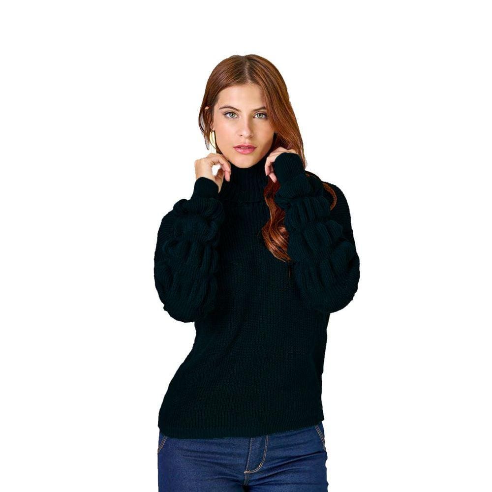 Blusa Feminina Tricot Manga Longa Gomos