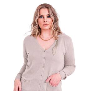 Cardigan Feminino Básico Tricot Gola V