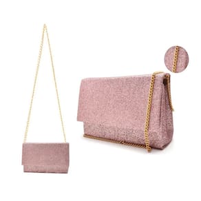 Bolsa Feminino Carteira Bolsinha de Mão com Corrente Transversal e Ombro Brilhosa Glitter para Festa Casamento Presente
