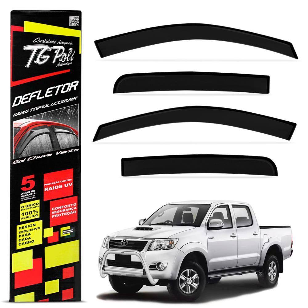 Calha de Chuva Hilux CD 2005 a 2015 Defletor Fumê Tgpoli
