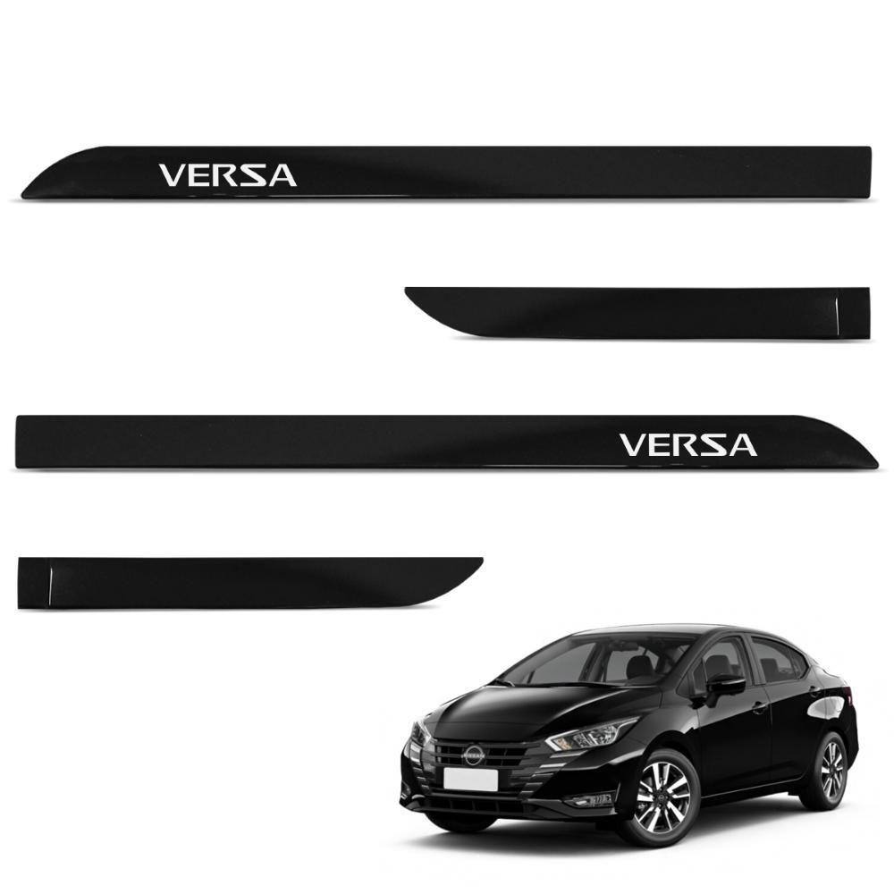 Jogo de Friso Lateral Versa 2017 a 2024 Preto Premium