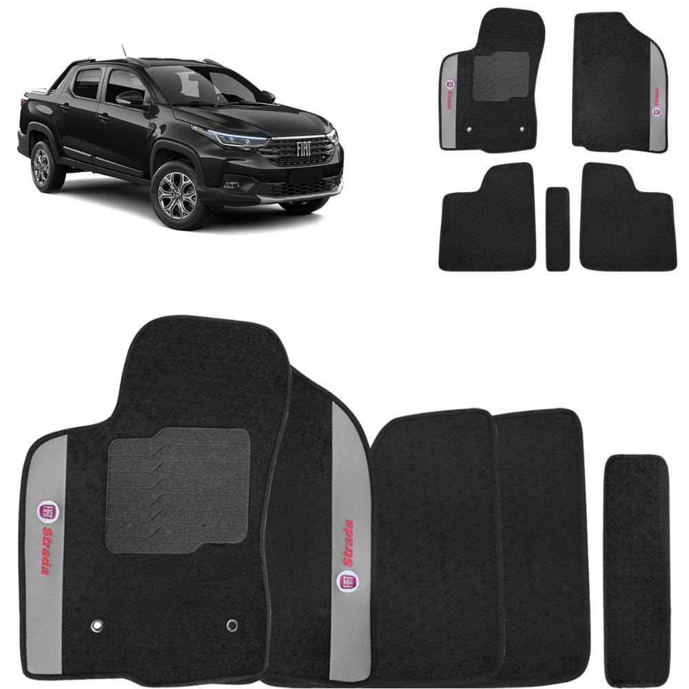 Jogo de Tapete Carpete Strada CD 2020 a 2024 Preto 5 Peças