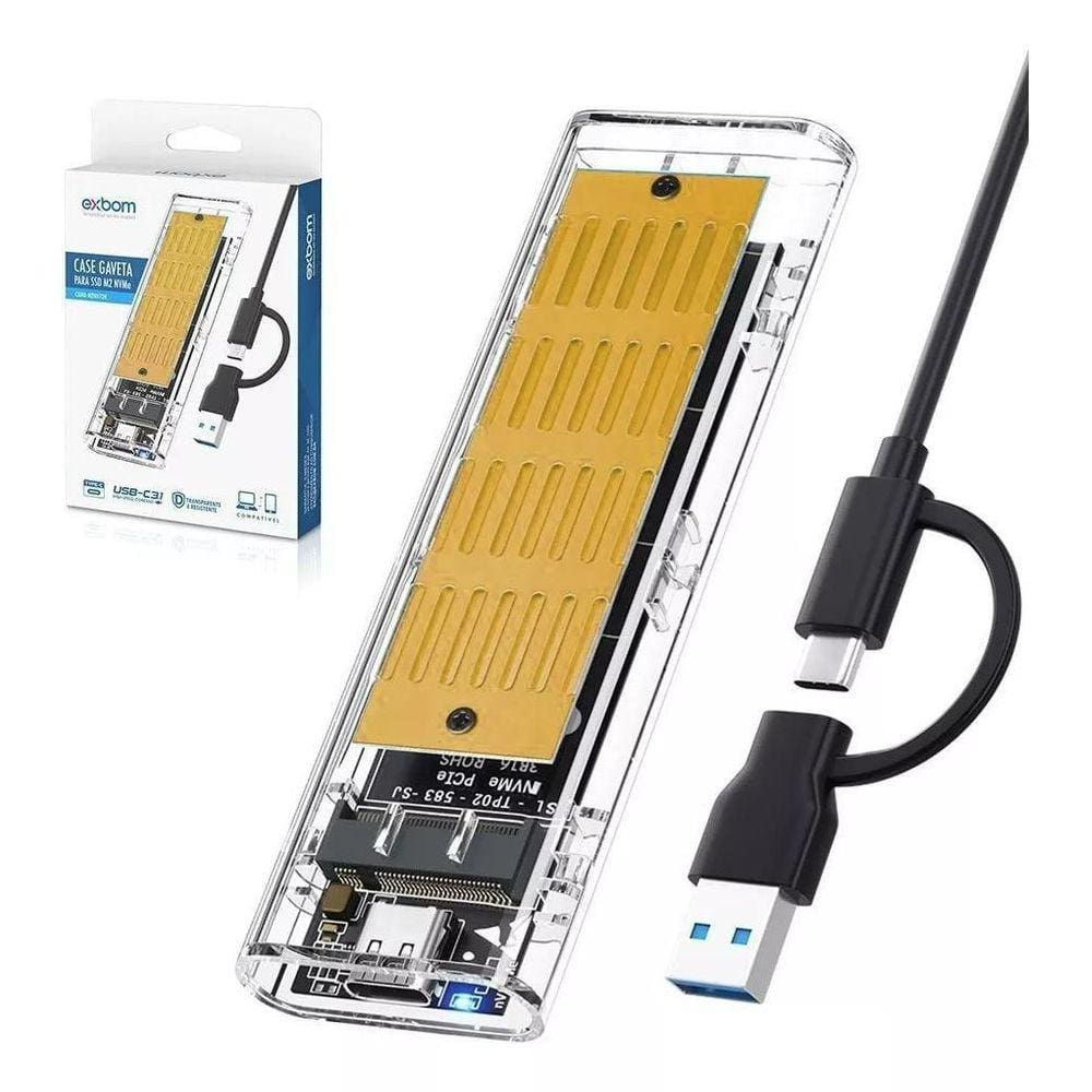 Case Usb Ssd M2 Nvme E Sata Ngff Duplo Protocolo Até 4Tb