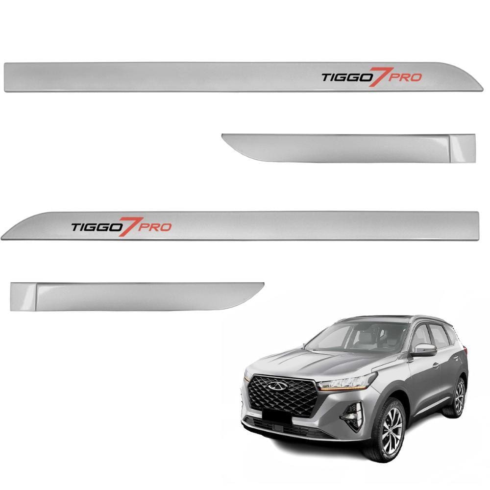 Jogo de Friso Lateral Tiggo 7 Pro 2021 a 2024 Prata Metalico