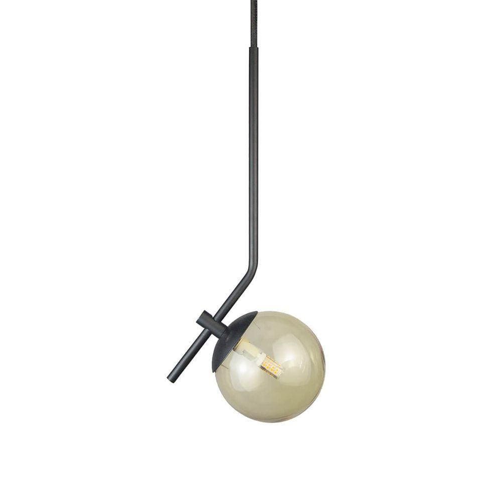 Pendente On Ly Preto Com Globo Esfera De Vidro âmbar