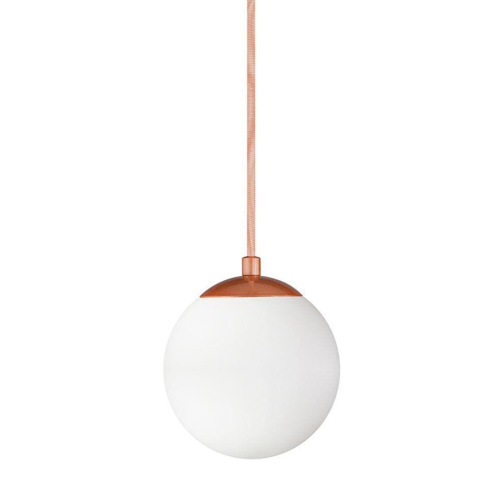 Pendente Globo Esfera De Vidro Branco 14cm - Bronze