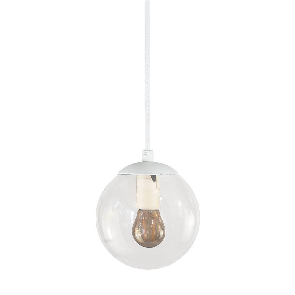 Pendente Globo Esfera De Vidro Cristal 14cm - Branco