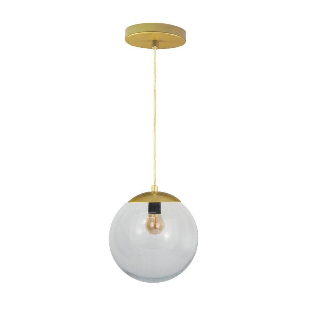 Pendente Globo Esfera De Vidro Cristal 20cm - Ouro
