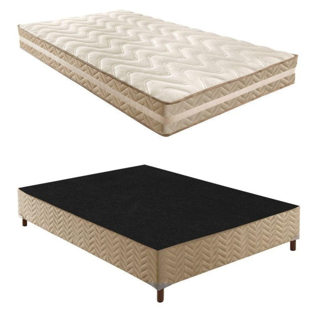 Box Casal Florença 42x138x188cmcom Colchão Casal Quality D33 Duoface 26x138x188cm Rustico Bege