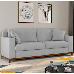 Sofá Living Vintage 3 Lugares 200cm em Linho Slim Cinza
