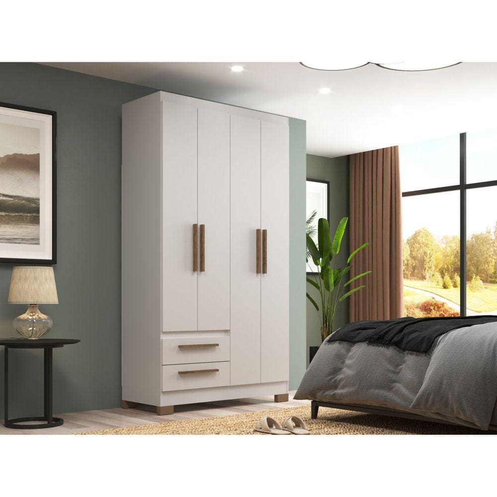 Guarda-roupa Solteiro 4 Portas e 2 Gavetas Branco