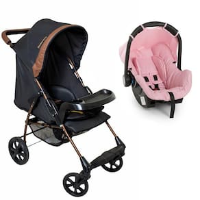 Carrinho De Bebê Romano Preto Cobre E Bebê Conforto Grid