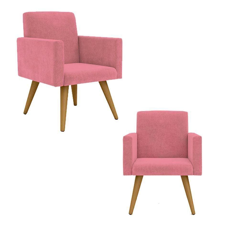2 Cadeiras Poltronas p/ Sala Escritó. Balaqui Decor rosa