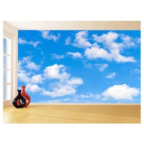 Papel De Parede 3D Paisagem Céu Azul Nuvens 3,5M Nsk112