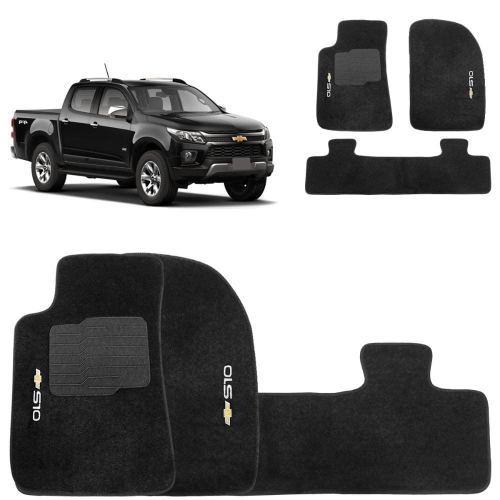 Jogo de Tapete Carpete S10 2012 a 2024 Preto 3 Peças