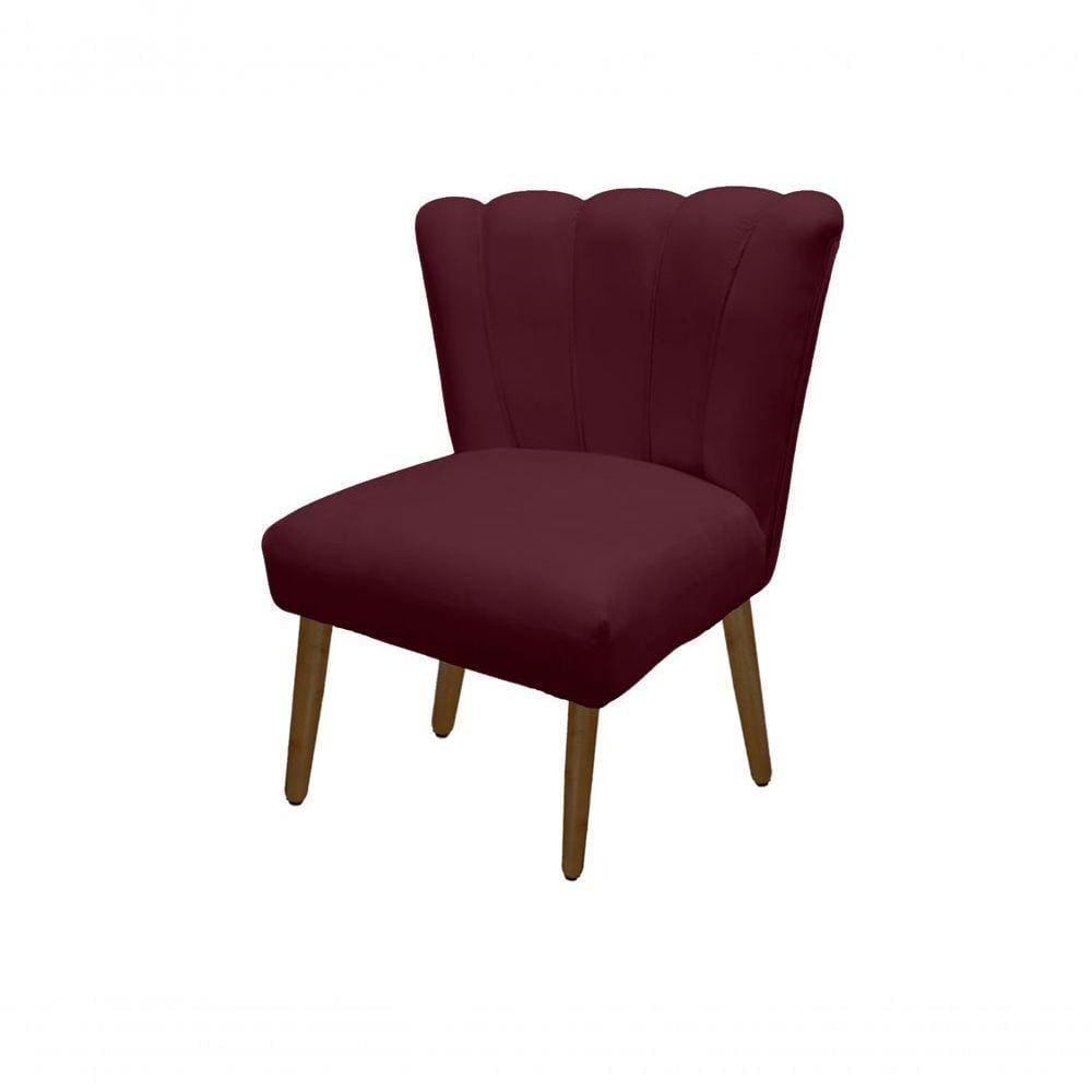 Cadeira Pétala Flor Para Sala De Estar Penteadeira Salão Suede Bordô
