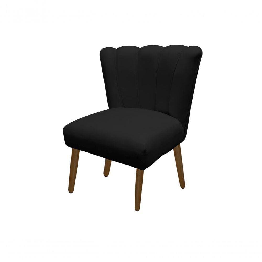 Cadeira Pétala Flor Para Sala De Estar Penteadeira Salão Suede Preto