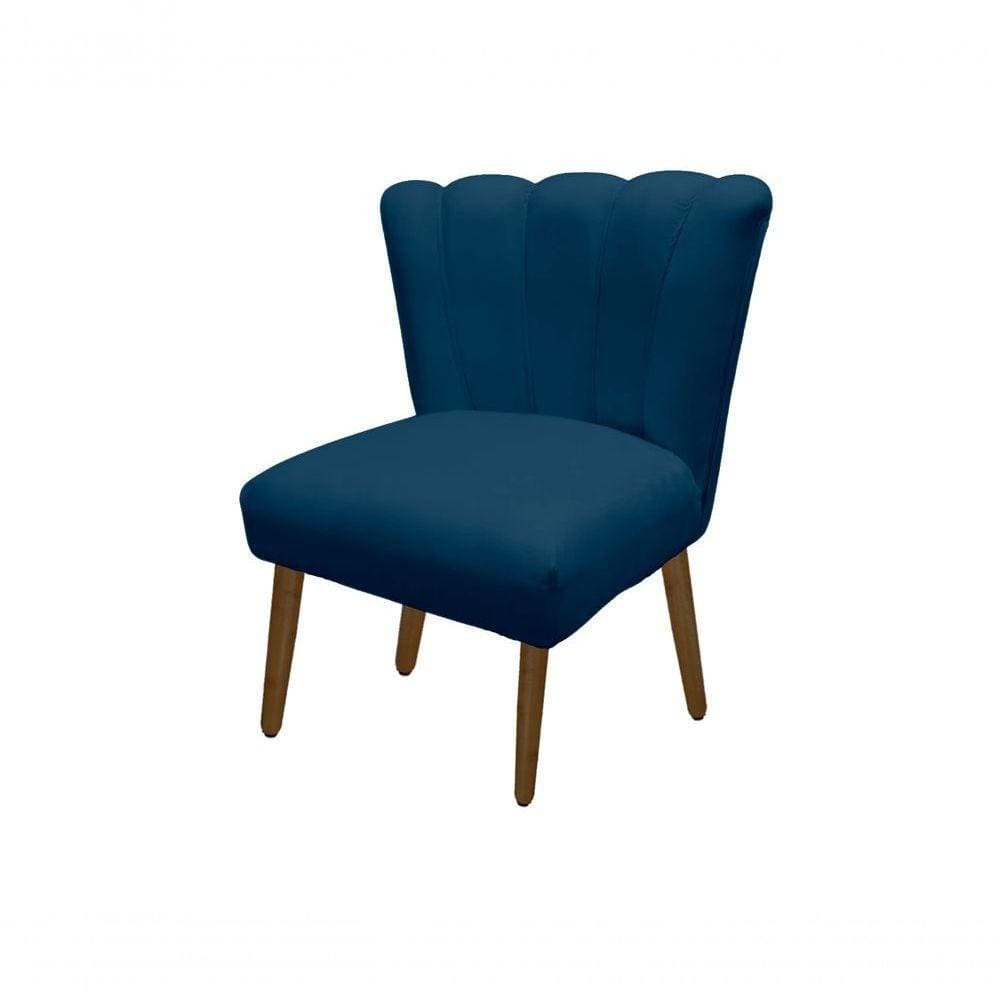 Cadeira Pétala Flor Para Sala De Estar Penteadeira Salão Suede Azul Marinho