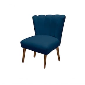 Cadeira Pétala Flor Para Sala De Estar Penteadeira Salão Suede Azul Marinho