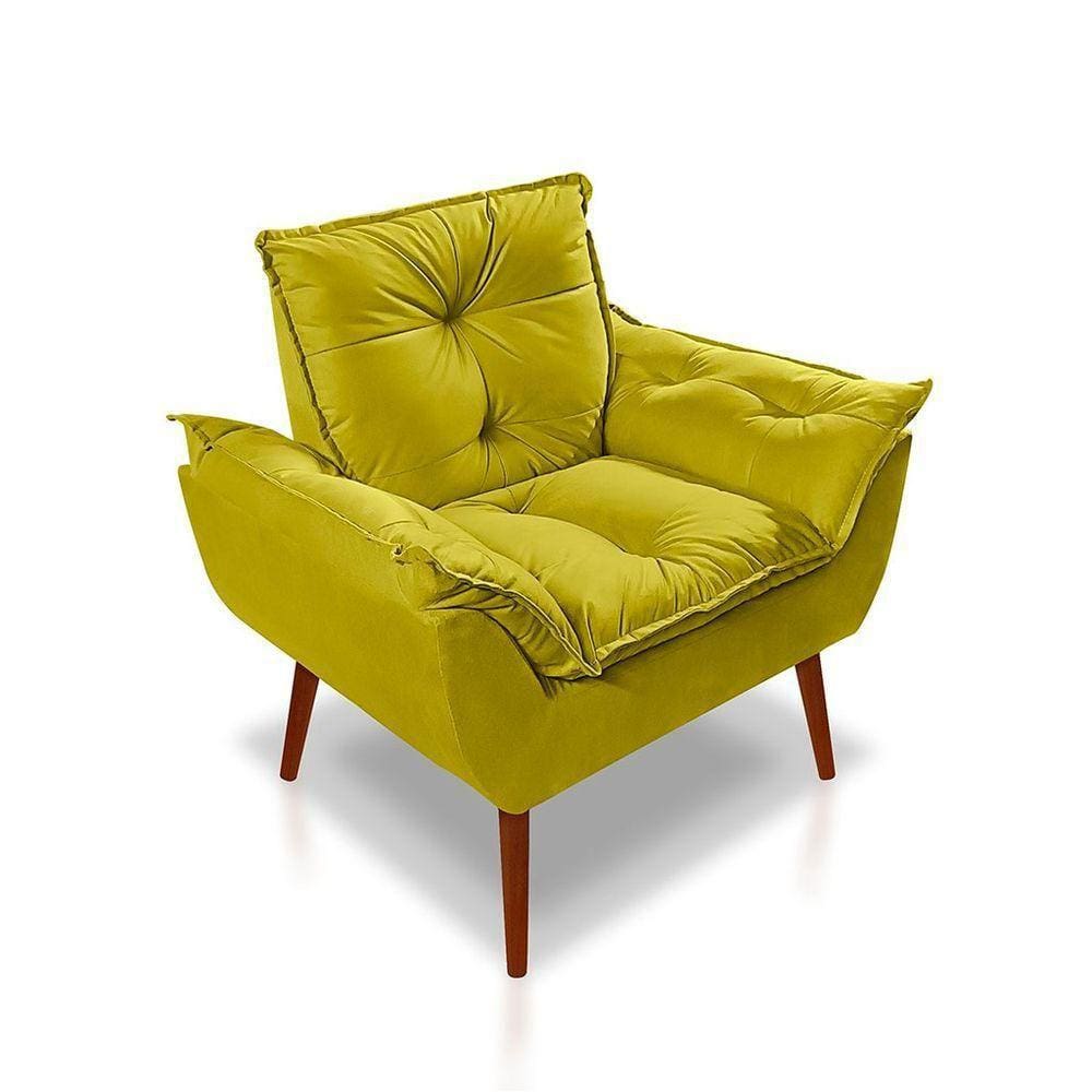 Poltrona Opala Luxo Suede Amarelo