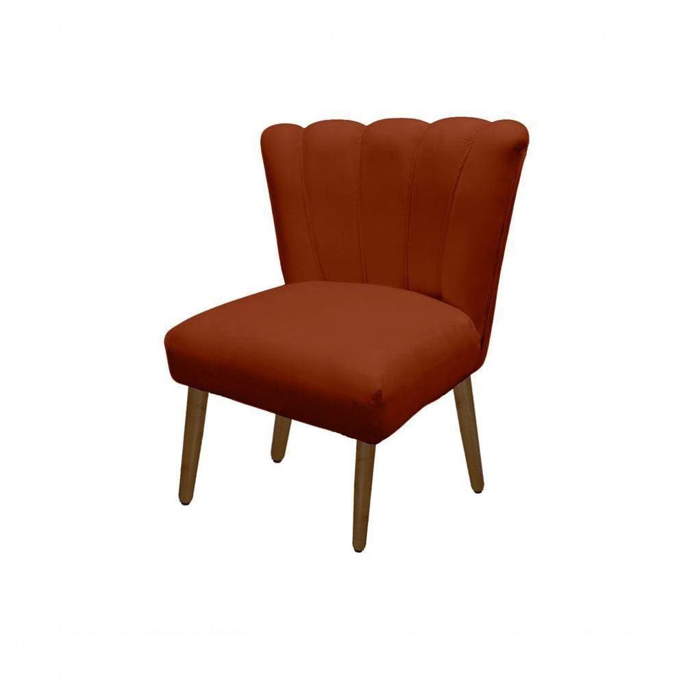 Cadeira Pétala Flor Para Sala De Estar Penteadeira Salão Suede Terracota