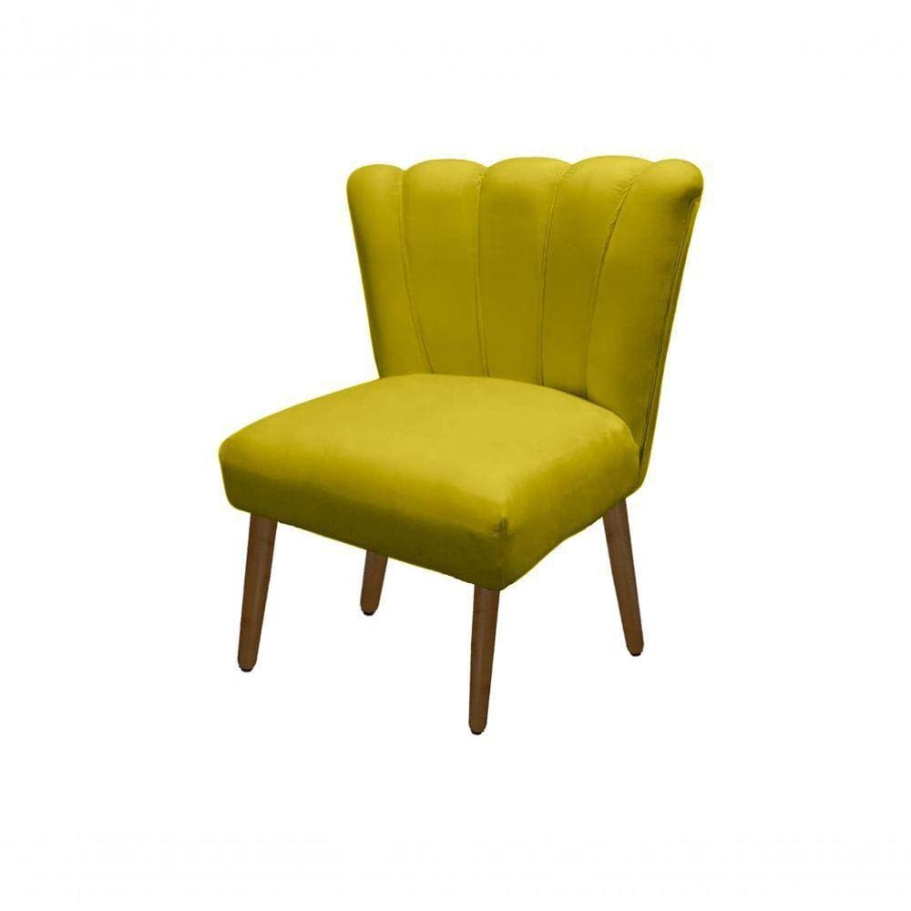 Cadeira Pétala Flor Para Sala De Estar Penteadeira Salão Suede Amarelo