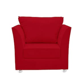 Poltrona Cadeira Decorativa Para Sala E Quarto Lisboa Suede Vermelho