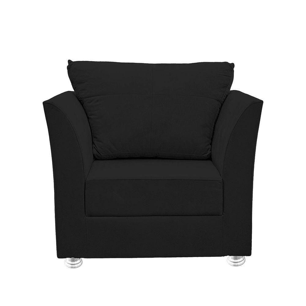 Poltrona Cadeira Decorativa Para Sala E Quarto Lisboa Suede Preto