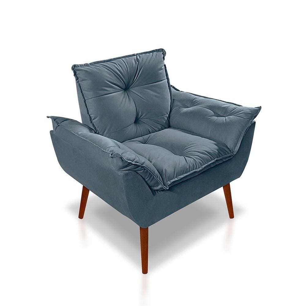 Poltrona Opala Luxo Suede Azul Turquesa