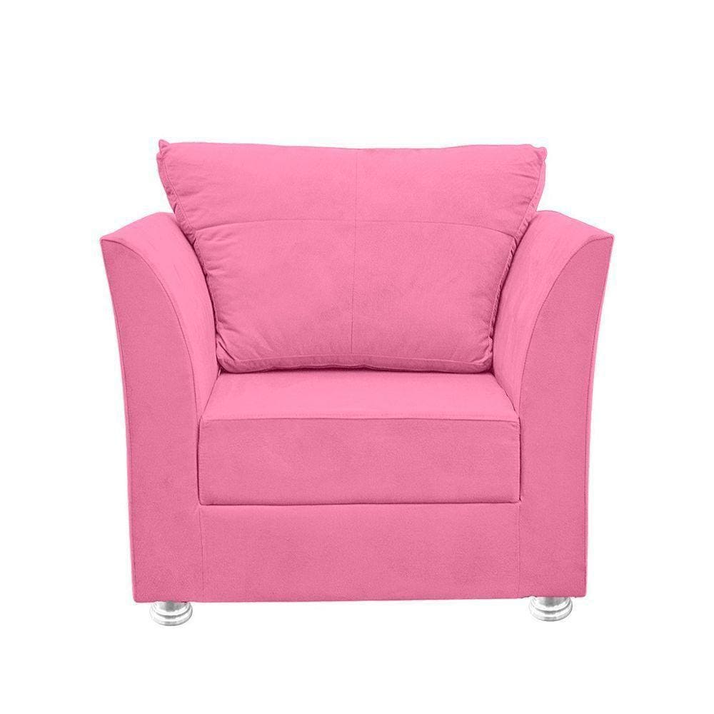 Poltrona Cadeira Decorativa Para Sala E Quarto Lisboa Suede Rose