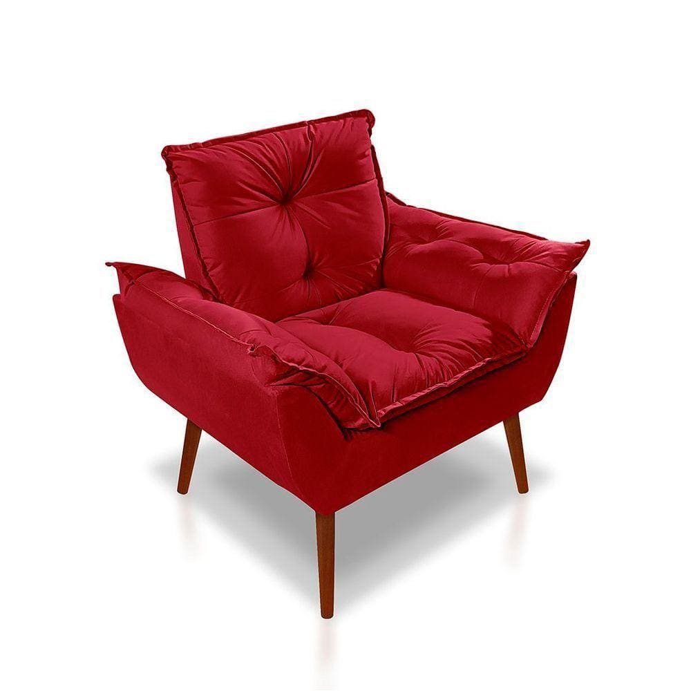 Poltrona Opala Luxo Suede Vermelho
