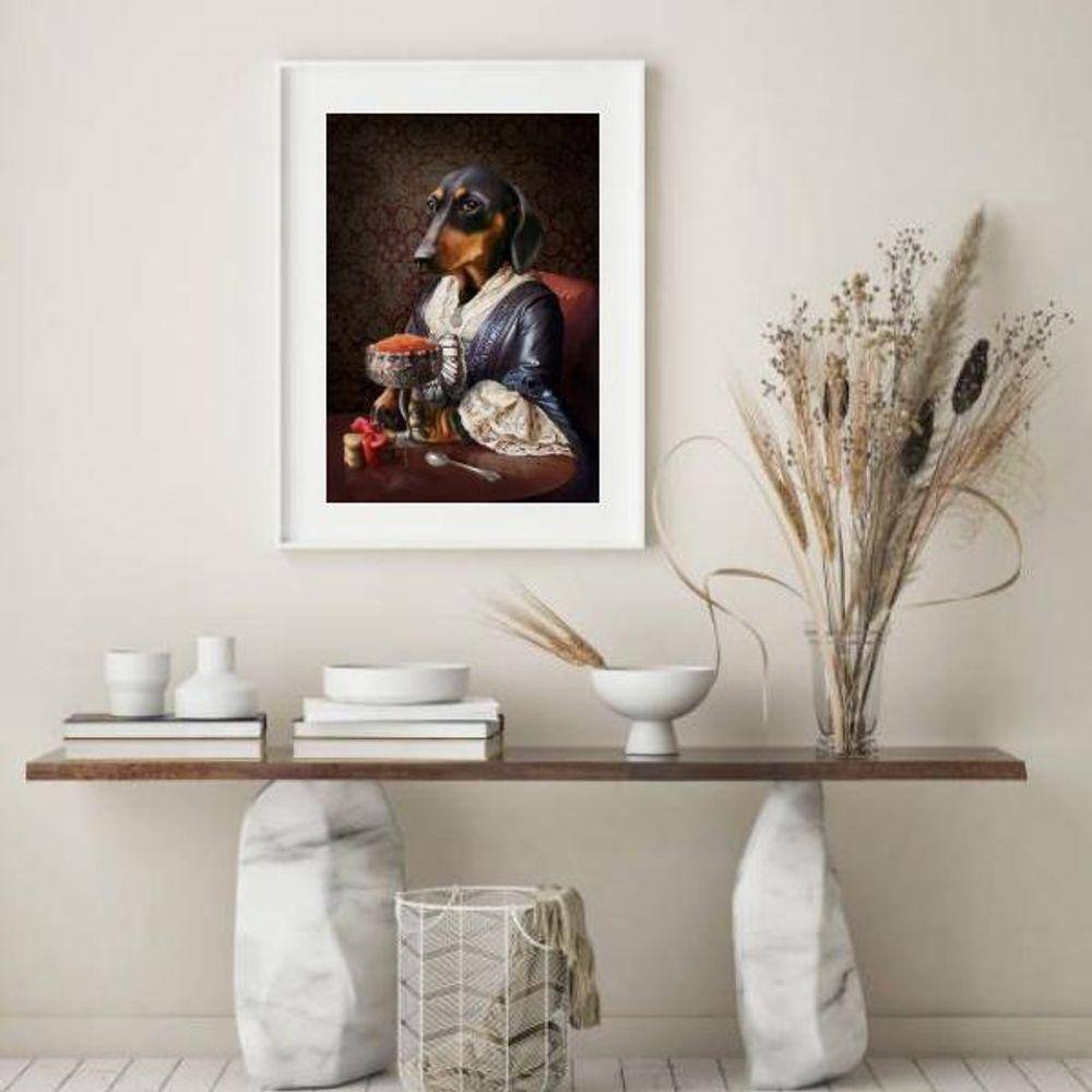 Quadro Senhora Dachshund - 60X48Cm