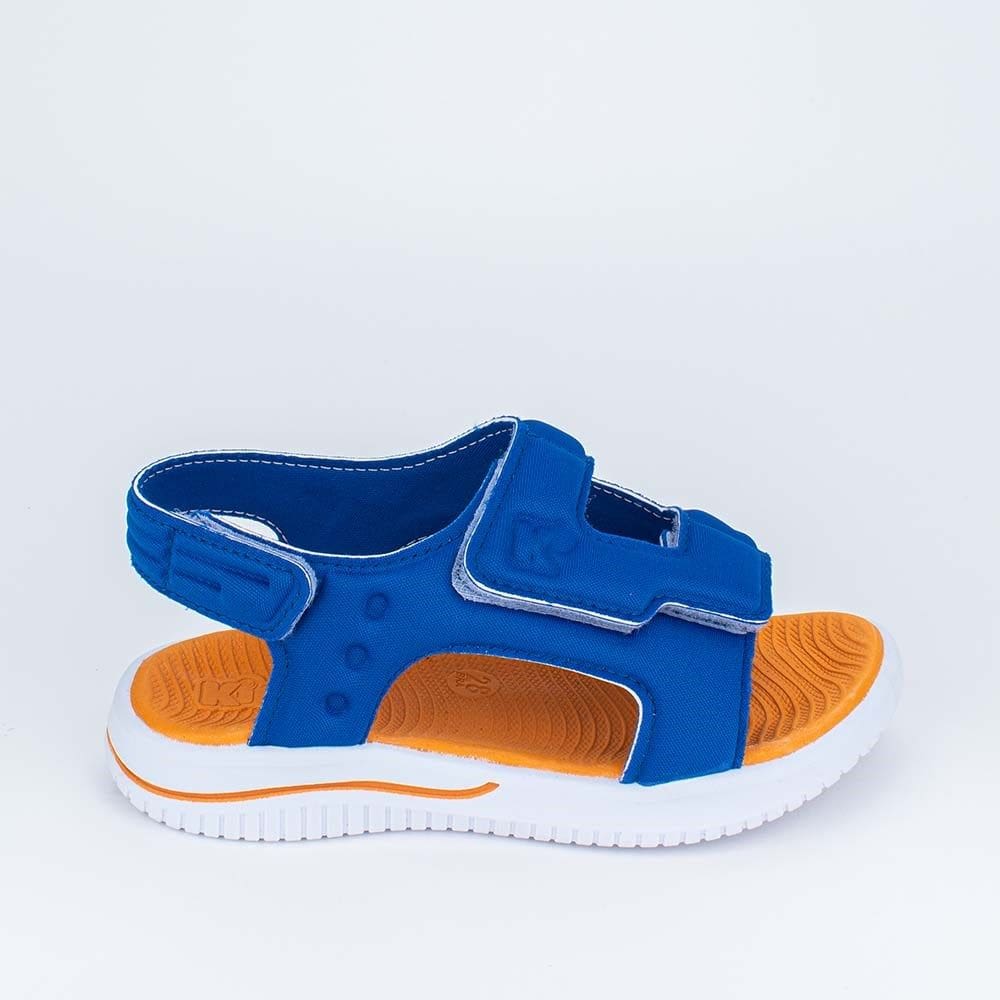 Sandália Infantil Papete Kidy Fly Calce Fácil Azul e Laranja