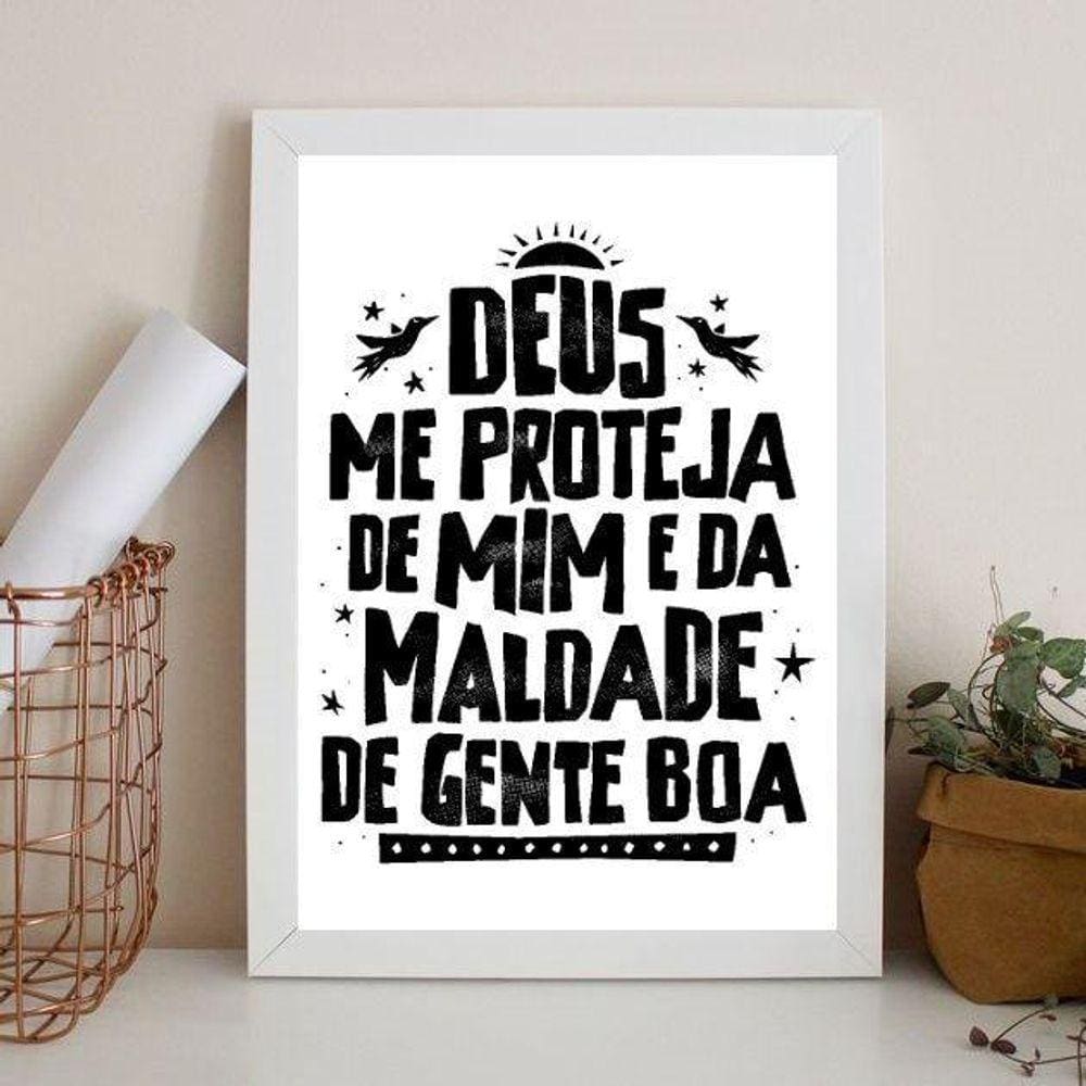Quadro Deus Me Proteja De Mim 45X34Cm - Com Vidro
