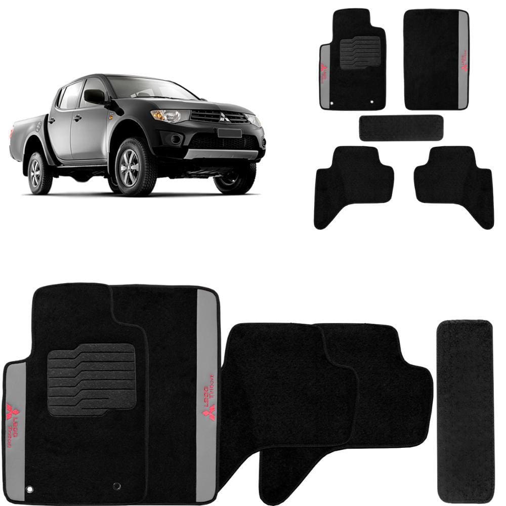 Jogo de Tapete Carpete L200 Triton 2008 a 2018 Preto 5 Peças