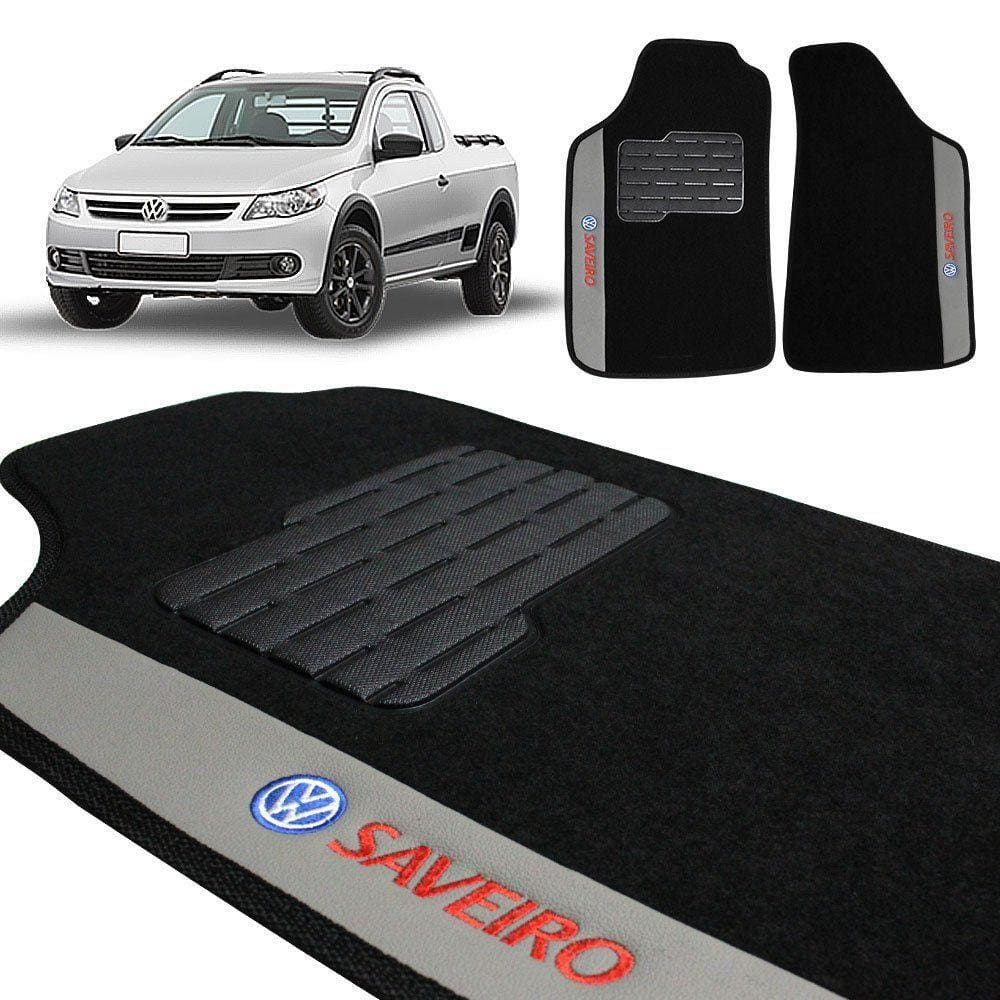 Jogo de Tapete Carpete Saveiro CS 2013 a 2024 Preto 2 Peças