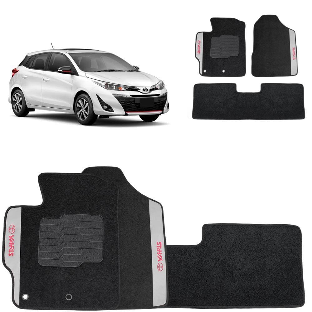 Jogo de Tapete Carpete Yaris 2018 a 2024 Preto 3 Peças