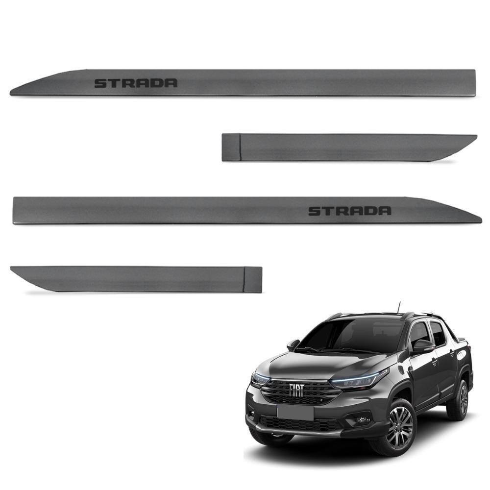 Jogo de Friso Lateral Strada CD 2020 a 2024 Cinza Silverstone