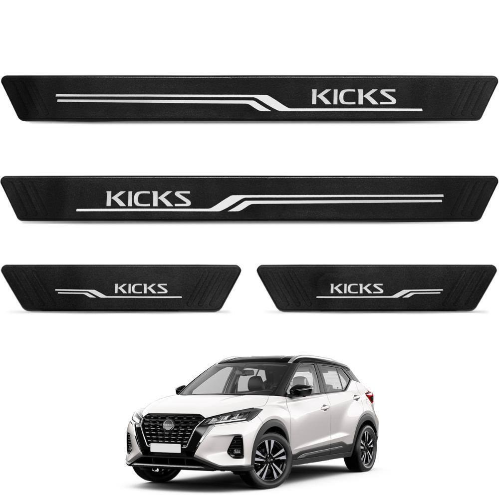 Jogo de Soleira Kicks 2016 a 2024 Texturizado 4 Peças Preto